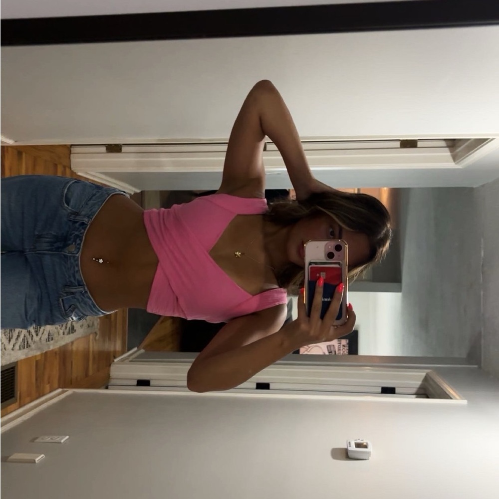 Pink Crossover Crop Top